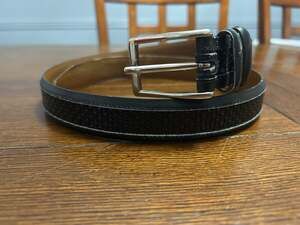 Allen Edmonds Men's Black Embossed Leather Belt, Size 34